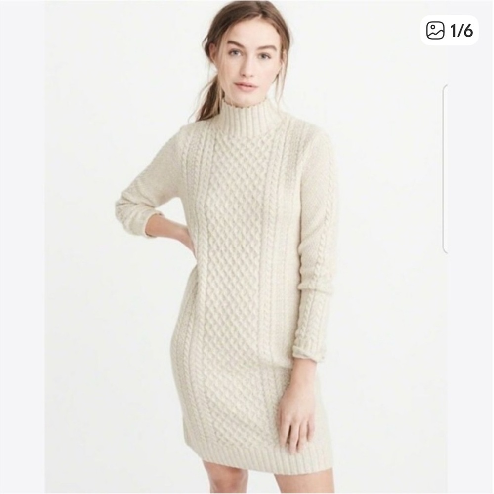Abercrombie & Fitch Cream Cable Knit Dress